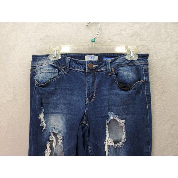 YMI Anklet Jeans Women's Size 9 Blue Denim Ripped Cotton‎ 5-Pockets Design Logo - Picture 5 of 9